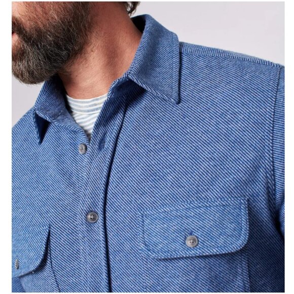 Faherty Legend Sweater Shirt Washed Blue Twill size M medium button up flannel - Picture 2 of 10
